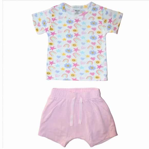 Baby tee and shorts set flower power baby girl - Picture 1 of 6